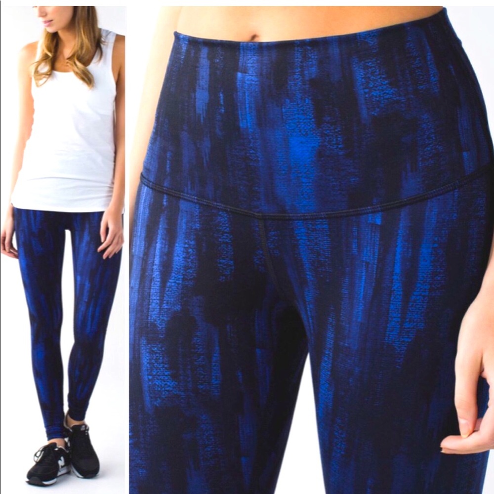 LULULEMON WUNDER UNDER PANT 6 NIGHTSKY HARBOR BLUE BLACK HR HIGH RISE ROLL DOWN